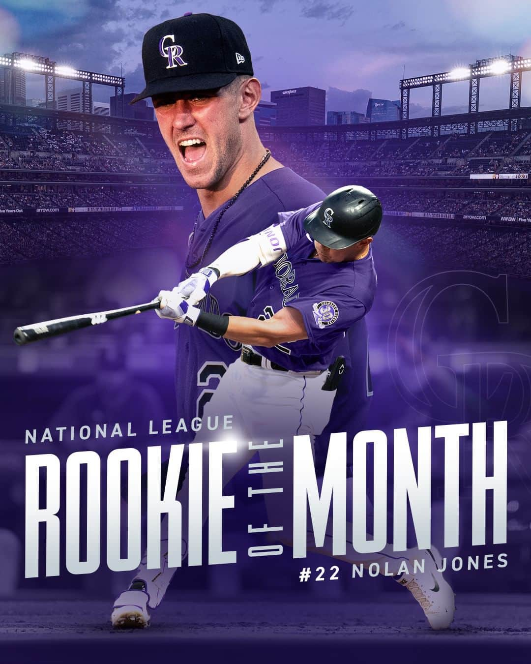 コロラド・ロッキーズのインスタグラム：「Just a few reasons why Nolan was the best in the last month...  💣7 HR  💨12 SB 🤝7 outfield assists ⚾️ .349 AVG」