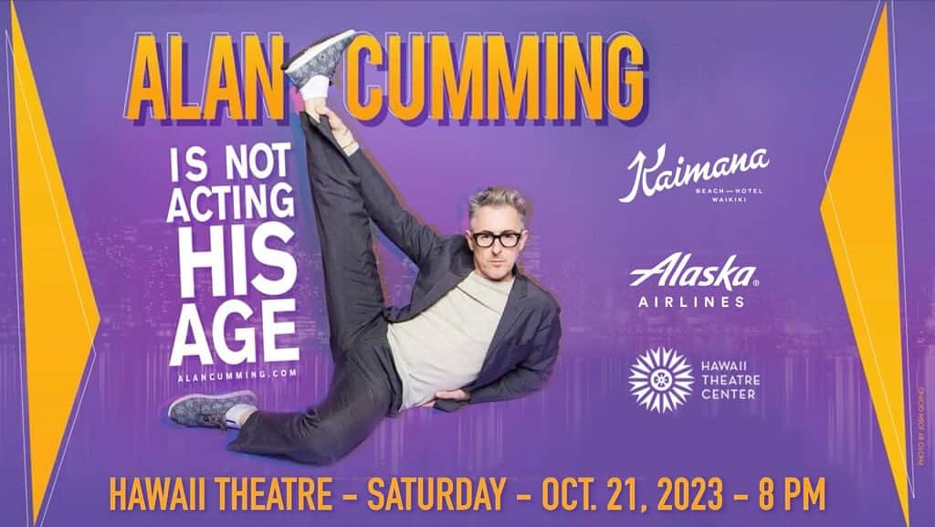 アラン・カミングのインスタグラム：「Honolulu, I am cumming! Saturday October 21st to @hawaiitheatre!  Tickets at link in my bio, duh!」