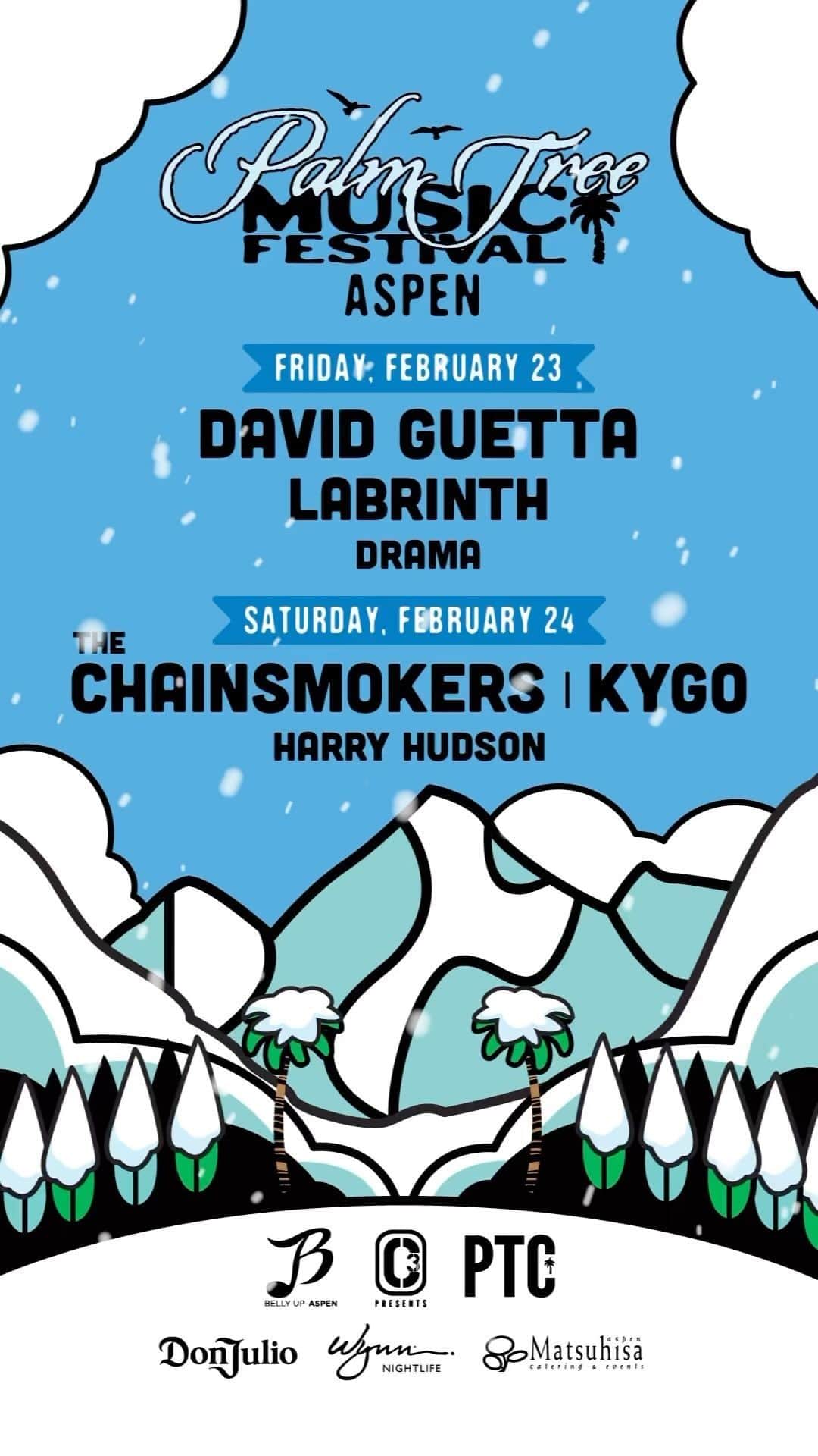 KYGOのインスタグラム：「I am so excited to be joining  @davidguetta, @thechainsmokers & more to close out the weekend for the 2nd annual Palm Tree Festival in Aspen, CO on 2/24. It’s going to be an epic festival weekend. Pre-Sale begins Thursday 10/5 @ 10AM MT so sign up through the link in my bio to redeem the passcode!」
