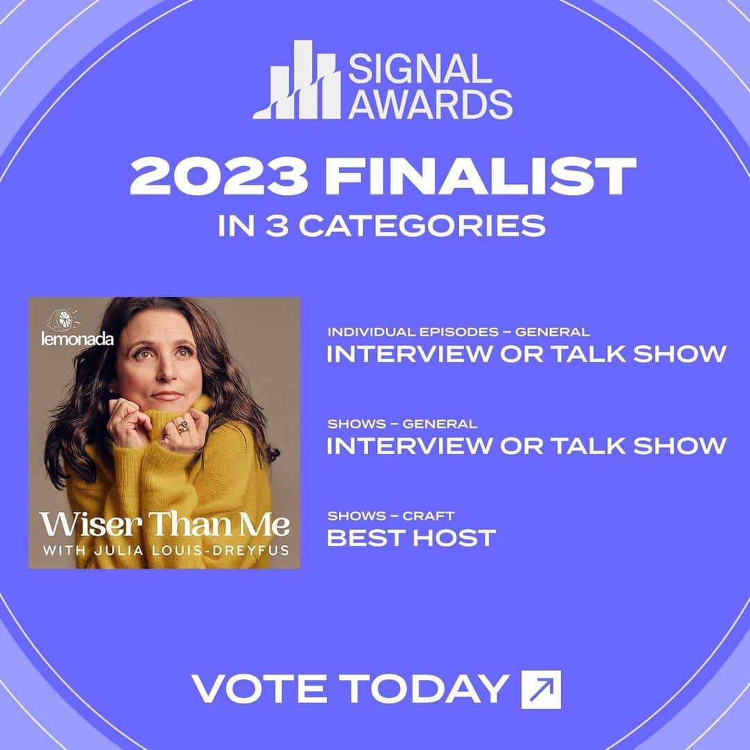 ジュリア・ルイス＝ドレイファスのインスタグラム：「Link to please vote in my story. Many thanks to all! @lemonadamedia」
