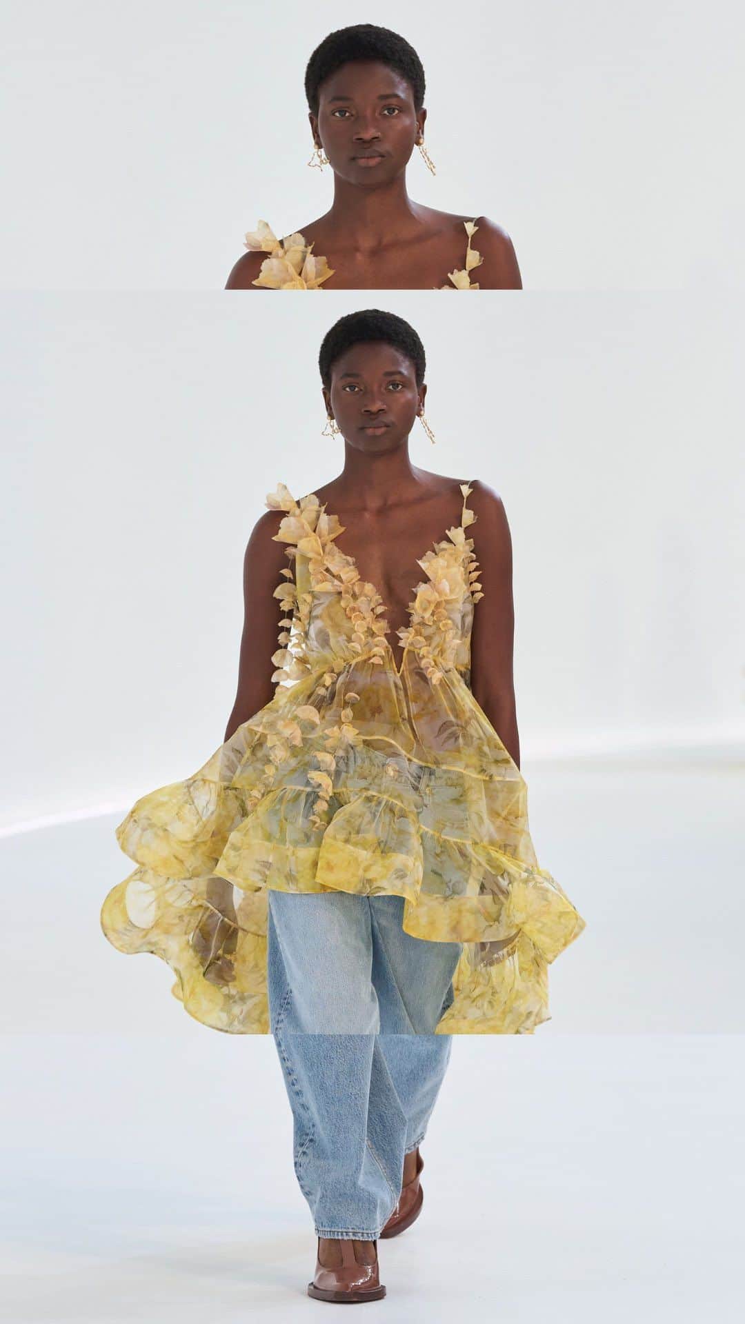 Fashion Weekのインスタグラム：「“Inspired by the simple beauty of nature” – #Zimmermann’s SS24 collection showcased 3D embellishments and breathable designs, complemented with delicate and airy makeup keyed by @jodieboland. #TWGArtists   🎥 @nordstrom」