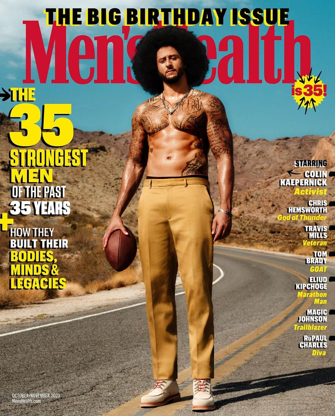 コリン・キャパニックのインスタグラム：「Grateful to be a part of @menshealthmag 35 strongest men of the last 35 years! It’s dope to share space with the other incredible men whose strengths show up in different ways! Strong people build strong futures! Let’s get to building!  Magazine: @menshealthmag EIC: @richdorment Photographer: @joshuakissi Writer: @mitchsjackson Entertainment Director: @whatisnojan   Link in Bio.」