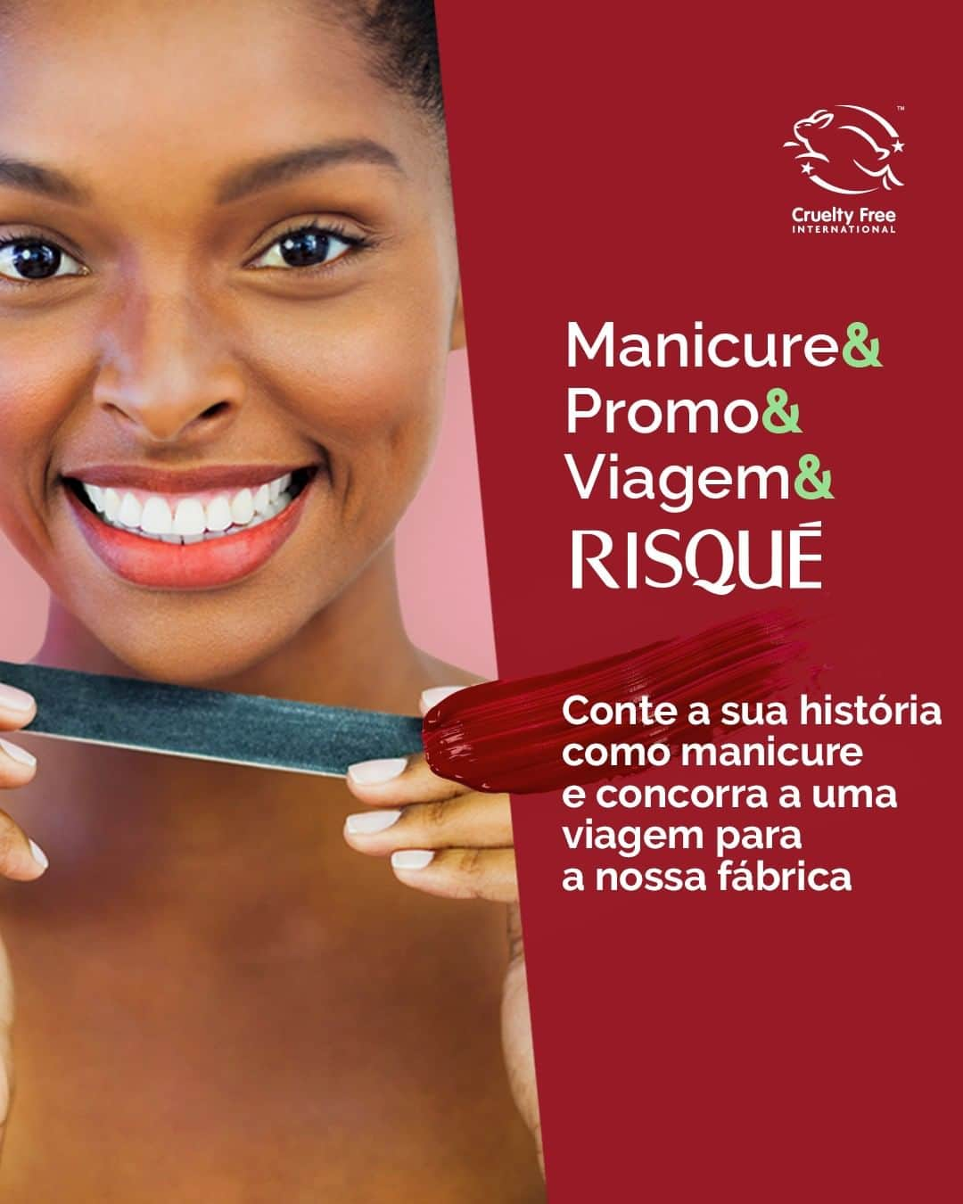 Risqueのインスタグラム：「Chegou o seu momento de concorrer a uma viagem para Goiânia conhecer a nossa fábrica! 🤩  É só acessar o link e gravar um vídeo contando sua história como manicure e como Risqué faz parte dela!  As 5 melhores resposta ganharão uma viagem à nossa fábrica em Goiânia. Esperamos o seu vídeo. Participe!  *Promo válida até 10/11/2023   #RisquéOficial #TáNasNossasMãos」