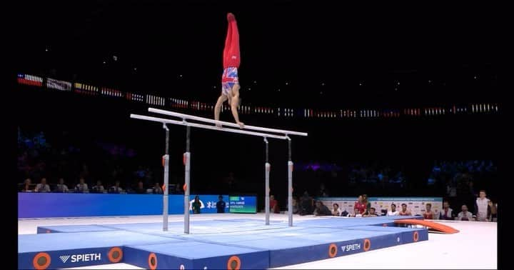 マックス・ウィットロックのインスタグラム：「More from the team finals! 👀 Parallel bars! Let’s go boys 🤸🏼🇬🇧🔥 @antwerp2023」