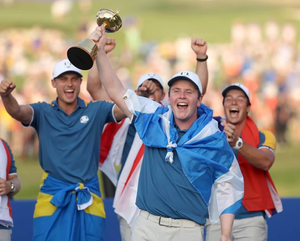 ロバート・マッキンタイアのインスタグラム：「It was everything I had hoped it would be and more. I don’t know if this will be my only Ryder Cup I play in or the first of many but I do know that I’ll remember it forever. Thanks to Captain @lukedonald for believing in all of us. To my partner @justinprose99 and all my team mates. My family who have sacrificed so much. Hopefully I’ve inspired some boys and girls to chase their dreams no matter where you’re from. 🏆🇪🇺」