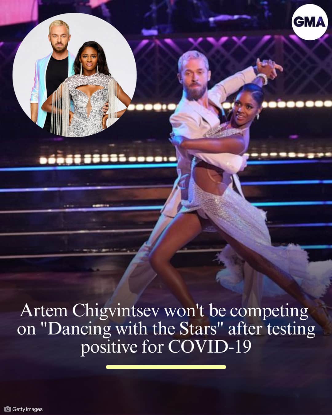 Good Morning Americaさんのインスタグラム写真 - (Good Morning AmericaInstagram)「Artem Chigvintsev won't be competing on @dancingwiththestars Tuesday night after testing positive for COVID-19.  The show's official Instagram page shared the news earlier today, wishing the longtime pro "a quick recovery" and revealing that his season 32 celebrity partner, "Bachelorette" alum Charity Lawson, will perform with Ezra Sosa this week.  MORE at the link in bio.」10月4日 5時24分 - goodmorningamerica