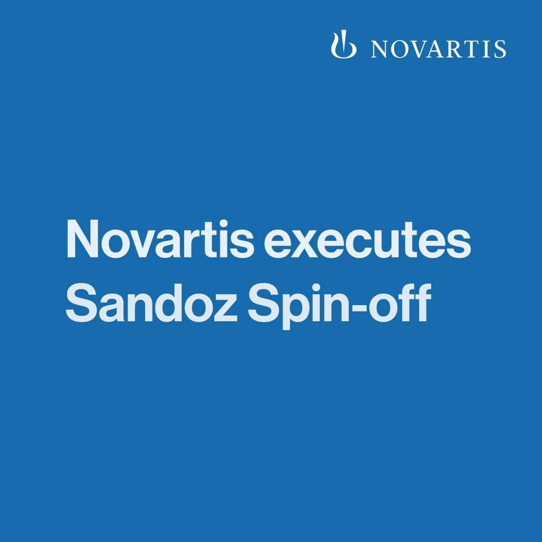 ノバルティスのインスタグラム：「Today, we execute the Sandoz Spin-off, completing Novartis strategic transformation into a leading, pure-play innovative medicines company.」