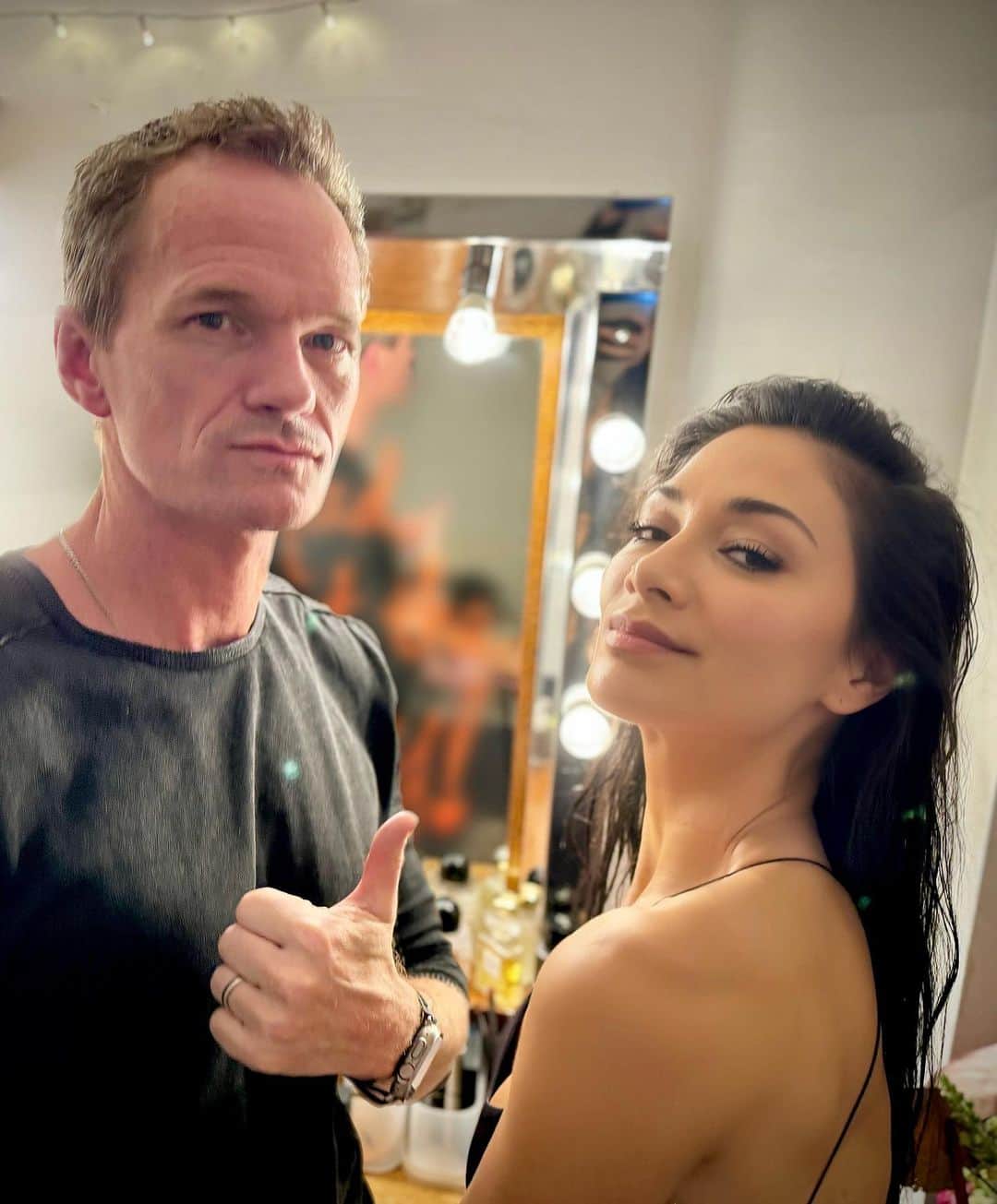 ニコール・シャージンガーのインスタグラム：「Thank you so much @nph for coming to support us @sunsetblvdmusical 😘✨🌅 Love you!❤️  “We gave the world new ways to dream”」