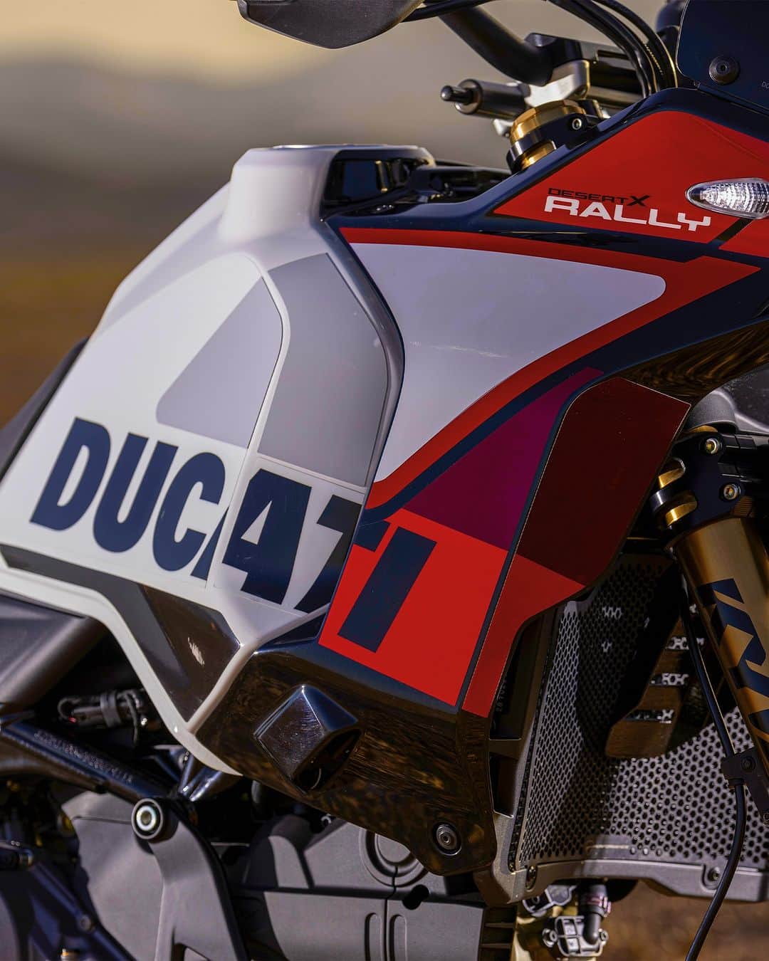 Ducati Japanさんのインスタグラム写真 - (Ducati JapanInstagram)「あなたの最もワイルドな夢を叶えるモーターサイクル、新型デザートX ラリーをここに発表します。  このモデルは、今までにない過酷なアドベンチャーにいつでも踏み出せるモーターサイクルを開発するというゴールのもとに生まれました。  21インチのフロント・ホイールと18インチのリア・ホイールを備えたドゥカティ初のモデルであるデザートX。そのラリー・バージョンは、高いフロントフェンダー、軽量で耐久性の高い鍛造カーボン製マッドガード、グリップ性の高い専用シートなど、最もスポーティで要求の厳しいオフロード・ライダーのためにデザインされています。  強化コンポーネントを備えた新しいKYB製クローズド・カートリッジ・フォークなど、プロのエンデューロでのみ使用されるテクノロジーを採用したサスペンション、ショックアブソーバー。高い評価を得ているドゥカティのテスタストレッタ11°2気筒エンジンと、強靭で軽量なスチール製トレリスフレームは、オフロード・レース特有の極めて高いストレスに耐えることができ、極めてチャレンジングなテレーンに挑むにあたって最適な装備です。  超一流のコンポーネントでデザインされた新型デザートX ラリーは、ラリーや過酷な冒険の旅にいつでも挑戦できる。そんなビッグ・ドリームをあなたに与えます。  詳細は、プロフィールリンク（@ducatijapan）からご覧ください。  #ドゥカティいいじゃん #DUCATI #ドゥカティ #デザートX #DesertX #DesertXRally #デザートXラリー #RaceWilder #オフロードバイク #ドゥカティワールドプレミア #DWP2024」10月4日 10時00分 - ducatijapan