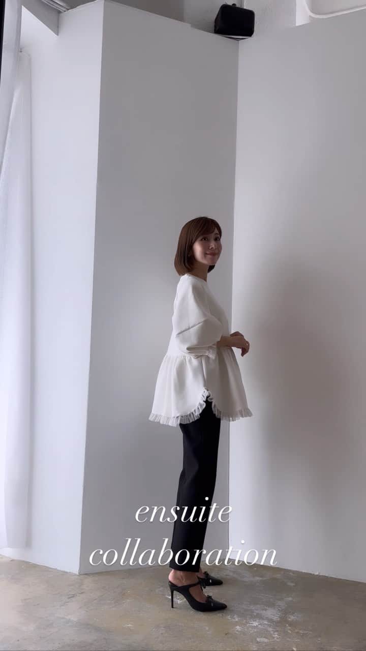 水野佐彩のインスタグラム：「・ @ensuite_online collaboration🤍🤍🤍 発売しました🤍 ensuite公式ショップでのみ使える 2000円オフクーポンは 今日から18日まで使用できます✨✨ "ensuitepre1018"ぜひ活用してください❤️ 10月後半より順次発送です❣️」
