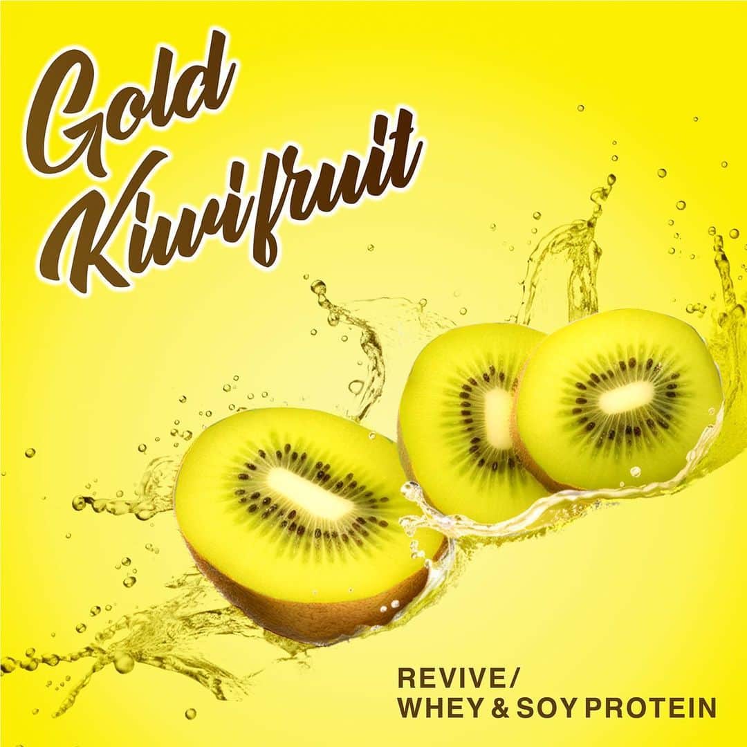 jump one（ジャンプワン）のインスタグラム：「【 jump one+ Functional Food -REVIVE- 】 . jump oneオリジナルプロテインに「Gold Kiwifruit」が新登場！✨ 2023/10/5(Thu)より各店順次販売開始いたします♪ . 天然のキウイ果汁パウダーを使用した「Gold Kiwifruit」は、キウイ本来の甘さが魅力♪ スッキリとした味わいで、運動後にもピッタリです🍹 キウイの種をイメージしたつぶつぶ食感には、なんとスーパーフードの「チアシード」を使用！ それ以外にも、ビタミンや食物繊維が1杯でバランスよく取れる配合となっています。 . ぜひ、店頭でチェックしてみてください。 . . 【NEW】REVIVE/WHEY & SOY PROTEIN (Gold Kiwifruit) NET WT: 560g(28食分) PRICE: ¥5,500(incl. tax)  . . #jumpone #ジャンプワン #フィットネス #トランポリン #暗闇フィットネス #女性専用ジム #ダイエット #体幹トレーニング #お腹痩せ #脚瘦せ #ストレス解消 #トランポリンフィットネス #楽しくダイエット #新商品発売 #新商品情報 #jumponeprotein #kiwi #キウイ #ホエイプロテイン #ソイプロテイン」