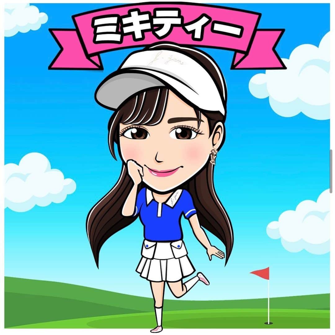 MIKIのインスタグラム：「@uooolon009 さんに作っていただきました🩵💙🩵可愛すぎ(//∇//)💕💕 ありがとぅございます❣️✨  @uooolon009 #イラスト #似顔絵 #にがおえ #ゴルフ女子 #ゴルフウェア #可愛い #ゴルフ女子と繋がりたい」