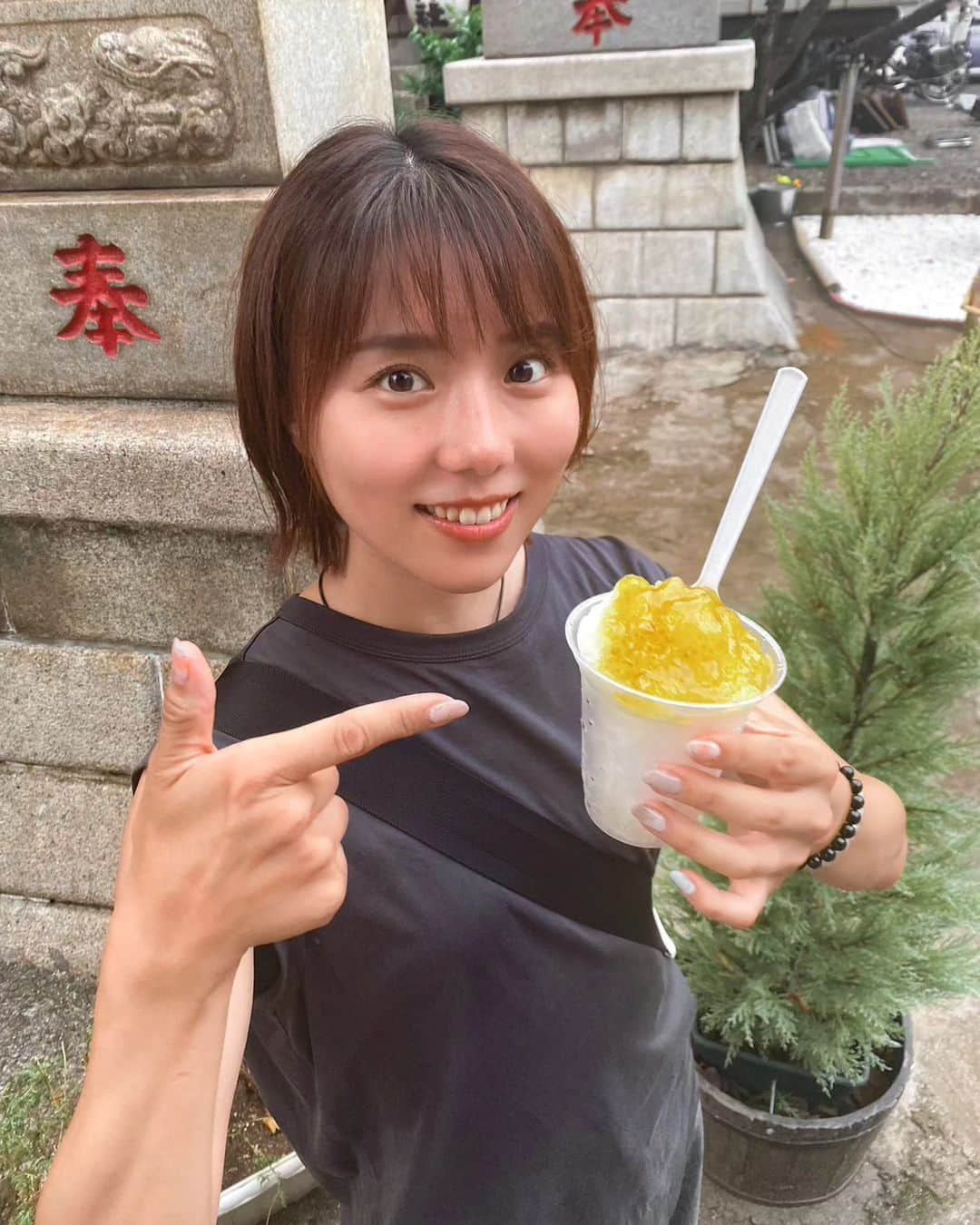 小野木里奈のインスタグラム：「_ いつの日かの手作り梅ジャムかき氷🍧」