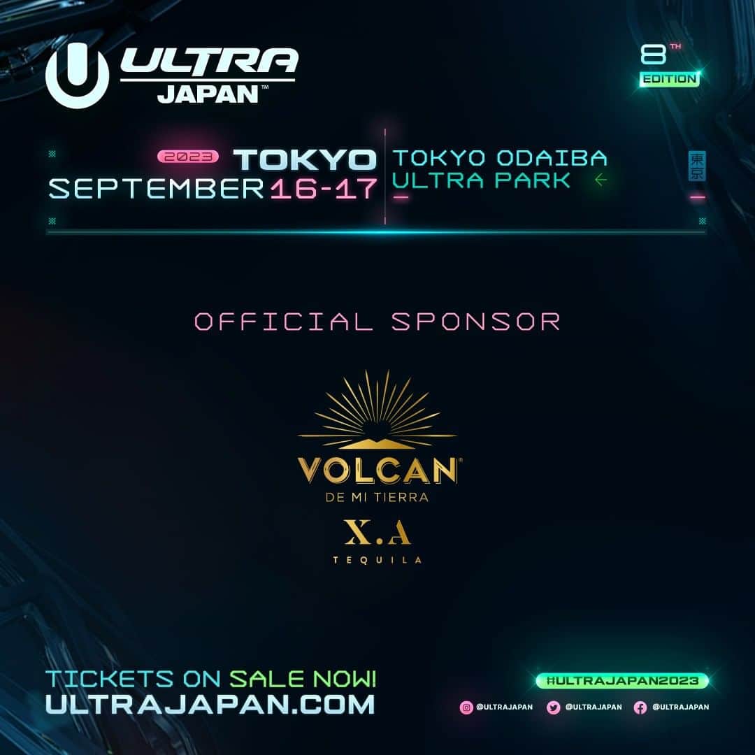 Ultra Japanのインスタグラム：「プレステージテキーラVOLCAN X.AとともにULTRAを迎えよう！  プレステージテキーラ、VOLCAN X.AがVVIPエリアにて初お披露目。  火山のように燃え上がるボトルとともに、湧きあがるエネルギーを感じて。ULTRAを最高の思い出に！  @volcantequila  #volcantequila #VOLCANXA」
