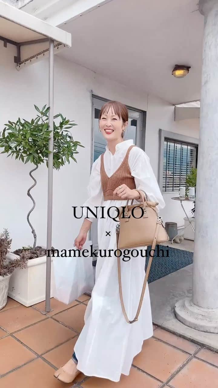 Kikuno Sayumiのインスタグラム：「#uniqlo購入品　🛍️ #mamekurogouchi コラボ、店舗は売り切れやったけどネットにはあってゲット♡悩んで悩んで#3dリブニットブラ のブラウンのMサイズにしたよ！ ・ 秋は#ビスチェ　コーデしたくて♡これがめちゃくちゃ可愛かった😍一緒に合わせたくて#シアージャージークルーネックT のブラックのXLも買ったんやけどこれまた着心地良くて可愛くてお気に入り✨ ・ ワンピに合わせたりスカート、パンツ結構合わせやすくて、これをプラスするだけでトレンドコーデになる〜🫶 ・ ・ #ビスチェコーデ#ユニクロ購入品 #UNIQLO#秋コーデ#着回しコーデ#ママコーデ#プチプラコーデ」