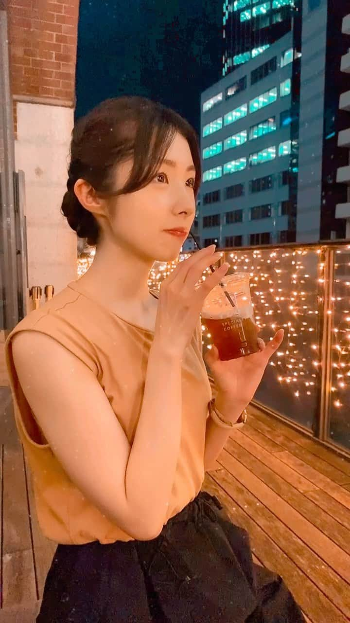 岩立沙穂のインスタグラム：「夏夜のアイスコーヒー🧊  . #coffeetime #rootC #tokyo」