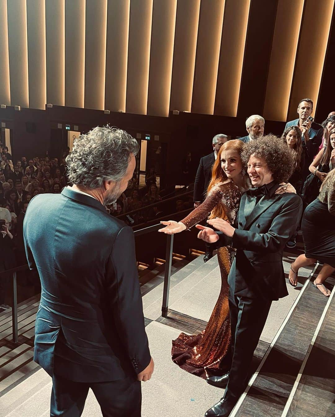 マギー・ジレンホールさんのインスタグラム写真 - (マギー・ジレンホールInstagram)「@gaardsars @jessicachastain and #michelfranco at the overwhelming ovation for their gorgeous and heartbreaking film #MEMORY An ASTONISHING love story」9月10日 20時04分 - mgyllenhaal