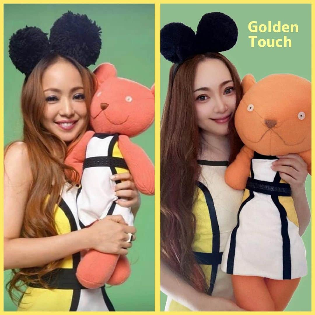 安室奈美恵　ファンアカウントさんのインスタグラム写真 - (安室奈美恵　ファンアカウントInstagram)「Golden Touchごっこ🧸⸜❤︎⸝‍  やっとこの衣装作ってみわちゃんが作ってくれたGolden Touch🧸ちゃんと一緒にアムコスできた〰️🙌🏽💛"  衣装はめちゃくちゃ雑な作りになってしまったけど🧸ちゃんはクオリティ高くてお気に入り😍いつもベッドの横に座らせてます🫶🏽  #安室奈美恵#安室ちゃん#namieamuro #amuronamie #アムコス#安室奈美恵衣装#ハンドメイド#アム活#安室ちゃんごっこ#奈美恵月間#安室ちゃん好きな人と繋がりたい #後ろのチャックほぼ全開」9月10日 20時14分 - shizuka1119214