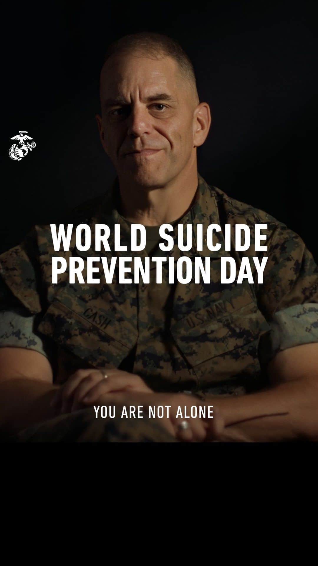 アメリカ海兵隊のインスタグラム：「September 10th is World Suicide Prevention Day. It is the duty of Marines, family members, and friends to encourage those who are struggling to seek help.  Chaplain of the Marine Corps Rear Adm. Carey Cash shares his wisdom and guidance through the reading of a scenario currently facing a Marine.  If you, or someone you know is struggling, call 988 for the suicide and crisis hotline.   This is the first of three videos in a series.   #Call988 #MentalHealth #SuicidePreventionAwareness」