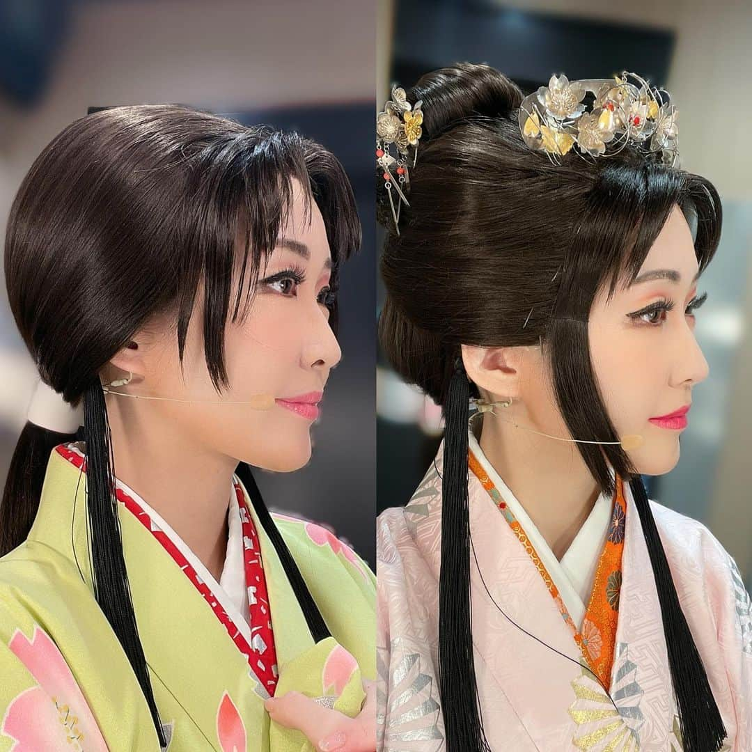 野々村彩乃のインスタグラム：「#ヘアメイク　#hairmake  @hasegawashinya 様 帰蝶/濃姫 #本能寺が燃える #ありがとうございました #カツラ 無垢な帰蝶から信長に嫁ぎ煌びやかになった濃姫。どっちも大好き☺️」