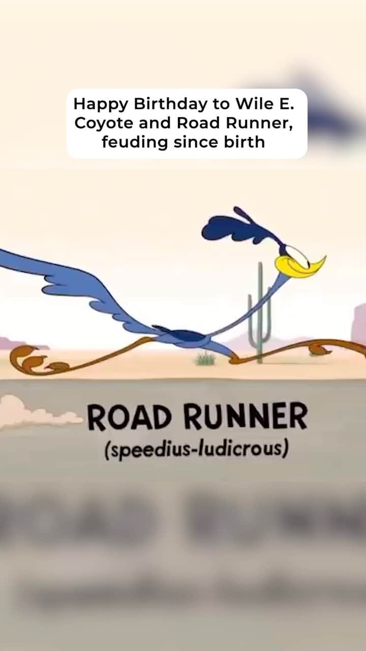 Looneyのインスタグラム：「Happy Birthday to Wile E. Coyote and Road Runner, feuding since birth 🥲」