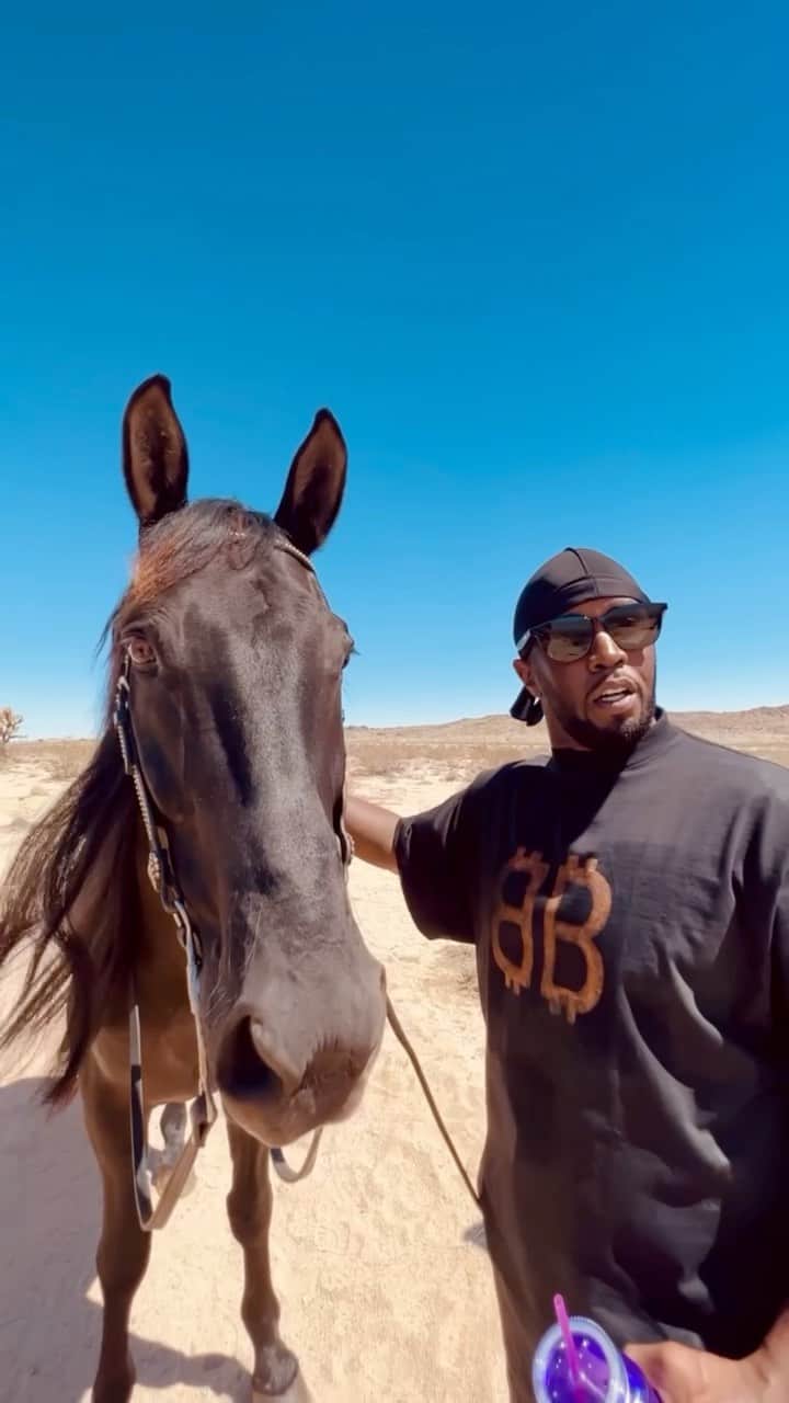 ディディのインスタグラム：「Happy Sunday to all! My horse Bugatti has a special message for y’all!! LOVE 🖤🙏🏿💫⚡️✨  5 DAYS & COUNTING! THE LOVE ALBUM: OFF THE GRID   SEPTEMBER 15TH. LINK IN BIO TO PRE-SAVE NOW!」