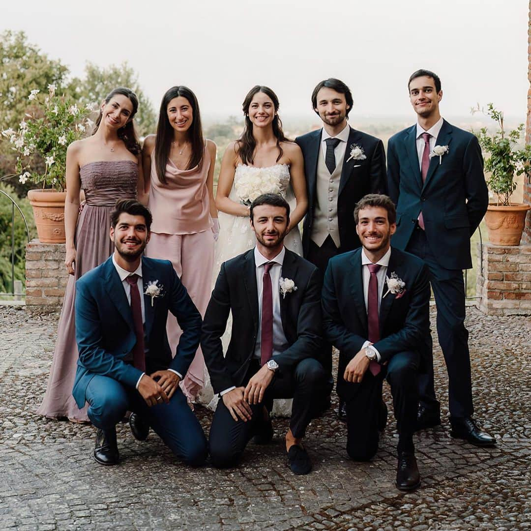 フェデリカ・テスタのインスタグラム：「I TESTIMONI Vorrei concludere questo excursus fotografo del nostro matrimonio con un ringraziamento speciale ai nostri testimoni @_mcastel @giogi_19 @sta_matt @marco.corradi_ @ste__escape @andregnocchi ❤️ Grazie per esserci stati accanto e averci supportato sempre nel giorno del nostro matrimonio… ma soprattutto grazie per esserci stati in questi anni e per aver preso l’impegno di accompagnarci per sempre nel nostro percorso di coppia!!  Vi vogliamo bene🤍🤍」