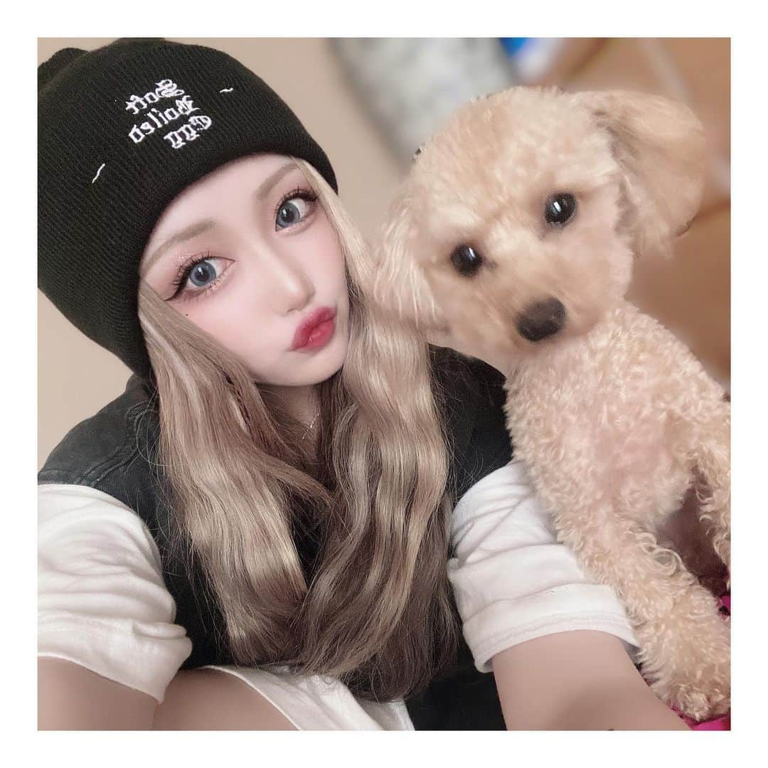 りせりのインスタグラム：「🐶♡ ⁡ ⁡ ⁡ 毎日ラブラブなのです。 りせりのだーりん、一番の理解者🤘🏻💗 ⁡ ⁡ ⁡ #愛犬 #れむ #可愛い @rsr_0717  #愛犬 #れむ #可愛い #彼氏 #家族 #ニット帽女子 #ニット帽 #ラフ #カジュアルコーデ #お洒落 #ファッション #コーディネート #お出かけ #dog #cute #casual #coordinate #fashion #shopping #instagram #instagood」