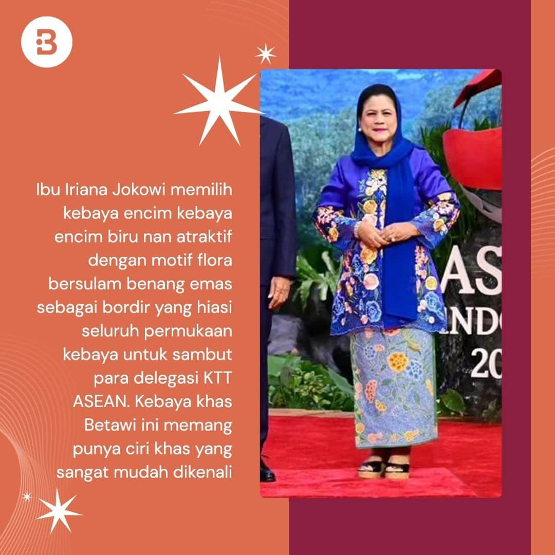 Beauty | Health | Fashionさんのインスタグラム写真 - (Beauty | Health | FashionInstagram)「Di balik acara kenegaraan yang telah berlangsung, penampilan Ibu Negara kita juga gak ketinggalan yang curi perhatian, lho!😍  Yaps, dengan kebaya encim khas betawi, Ibu Iriana nampak anggun menerima dan sambut para pemimpin negara yang hadir di KTT ASEAN Ke-43.  Wah, kebaya ini bisa jadi referensi kamu juga lho, Beauties!🥰 —-- Jangan lupa untuk follow @Beautynesia.id  untuk berita menarik seputar wanita dan lainnya!  Follow juga instagram : @beautynesianews 💄 @mommyasia.id 🤰🏼👶🏻 —---- #fashion #kebaya #kebayabetawi #kebayaencim #pakaian #KTT #KTTASEAN43 #ASEAN #ibunegara #irianajokowi #pakaiantradisional」9月11日 13時15分 - beautynesia.id