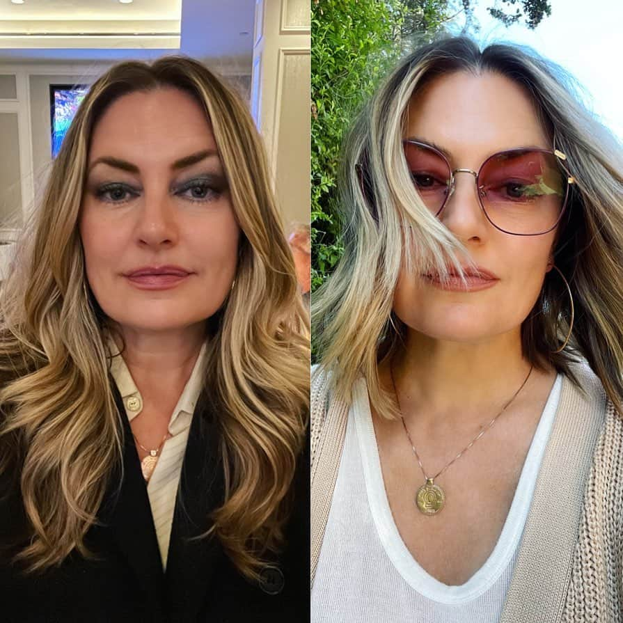 メッチェン・アミックのインスタグラム：「What a difference a day makes… It’s never too late for a “summer cut” right @nicoleternosky?!」