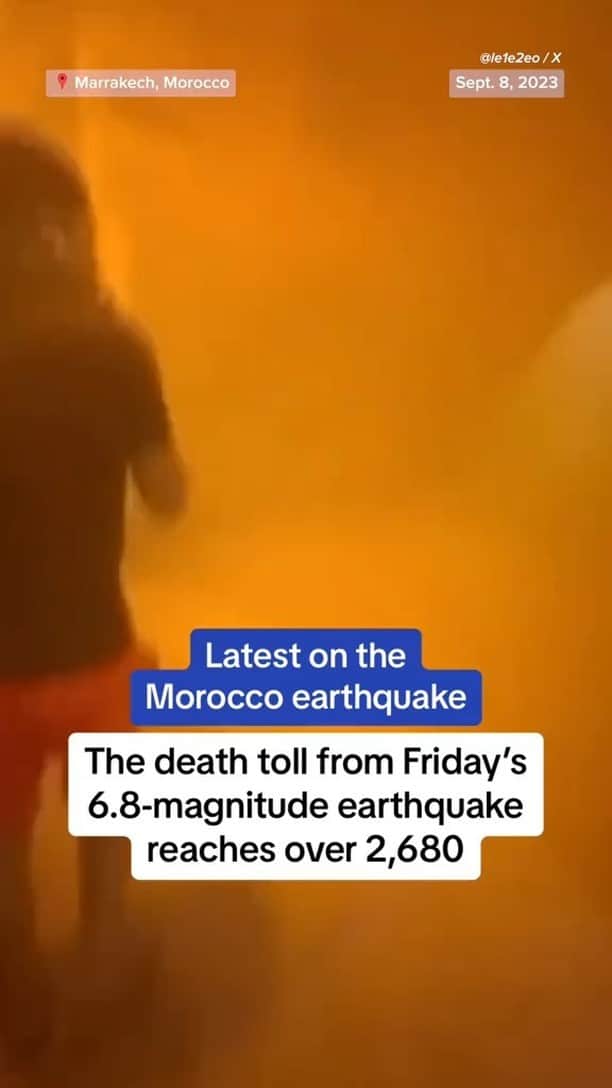 のインスタグラム：「Aid and rescue efforts are underway after a 6.8-magnitude earthquake on Friday in the High Atlas Mountains of Morocco, southwest of Marrakech.」