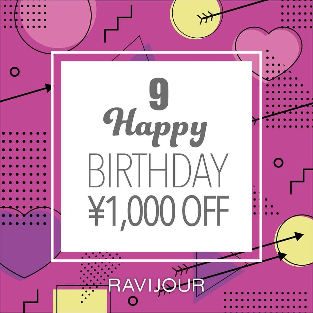 Ravijour梅田エスト店のインスタグラム：「𝐇𝐀𝐏𝐏𝐘 𝐁𝐈𝐑𝐓𝐇𝐃𝐀𝐘 🍰💜  9月生まれの皆様お誕生日おめでとうございます♡  9月末までご利用いただけるクーポンです ぜひお近くの店舗でご利用ください✨  ✔️ブラボトム上下SET or ルームウェア ✔️¥5,000以上で使用可 ✔️アプリ会員登録必須 ✔️身分証のご提示をお願いします ✔️他クーポンと併用不可  皆様のご来店を心よりお待ちしております♡」
