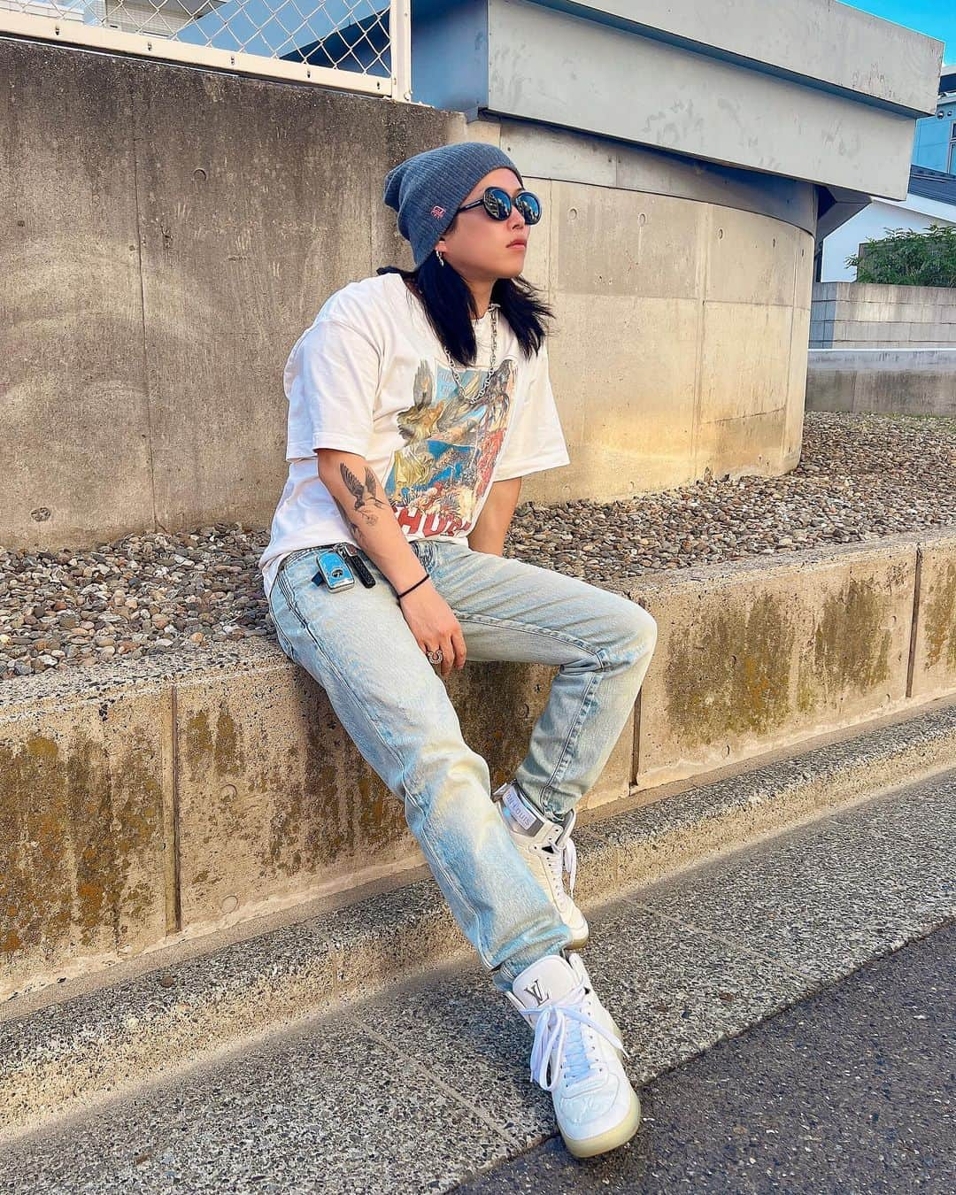 $oichiroさんのインスタグラム写真 - ($oichiroInstagram)「natsunoowari🌅  #coodinate #fashion #ootd #louisvuitton #saintlaurentparis #rhude #pinkyshake #hermes #saintlaurentsurf #denim #sk8 #instafashion #kurtcobain #🎸」9月11日 20時11分 - so0131.g