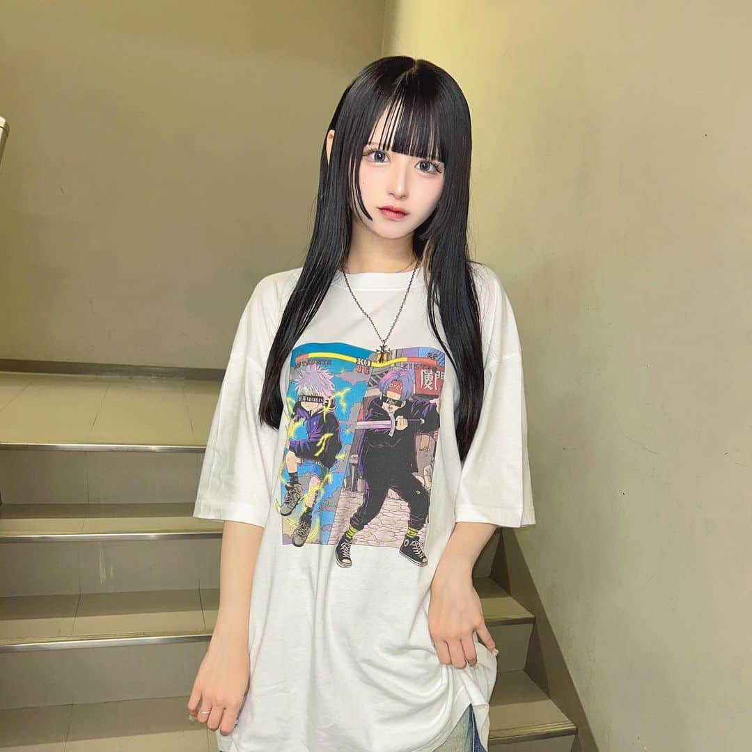 狐波ろんのインスタグラム：「かわよTシャツげっと( ˙༥˙ )♡ 最近ドラゴンボール読み始めましたるんるん！！HUNTER × HUNTERも読みたいです(ˆ꜆ . ̫ . ).ᐟ.ᐟ💮」
