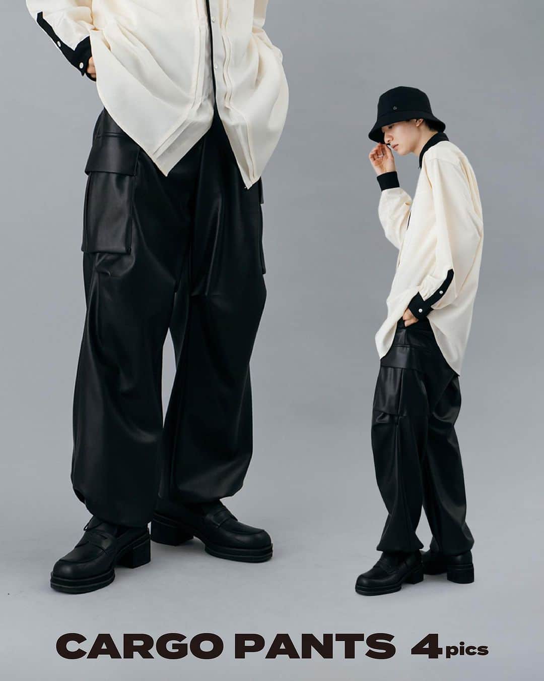 のインスタグラム：「⬛︎ recommend item  フェイクレザーカーゴパンツ ¥20,900  二重織ライトウェイト カーゴパンツ ¥19,800  切替カーゴパンツ ¥13,200   コンバーチブルパラシュートパンツ ¥15,400  #カーゴパンツ #カーゴパンツコーデ #カーゴパンツコーディネート #メンズコーデ #メンズファッションコーデ #メンズコーディネート #秋服コーデ #秋物コーデ #モード系ファッション #モードコーデ」