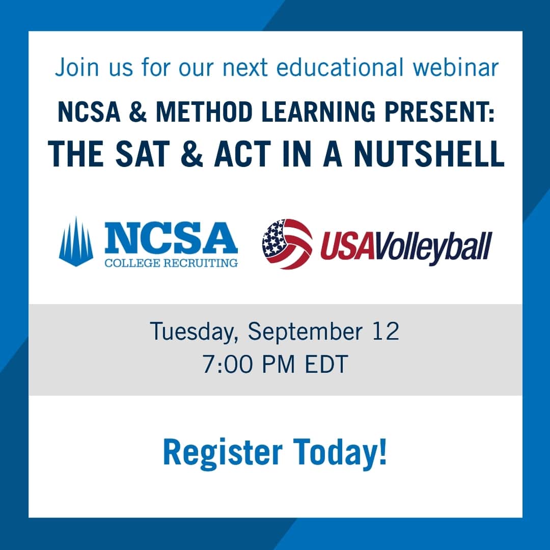 USA Volleyballさんのインスタグラム写真 - (USA VolleyballInstagram)「Join us tomorrow, Sept. 12, for the @ncsa_volleyball webinar, "The SAT and ACT in a Nutshell." Get your questions answered and save time tracking down all the info yourself.  Register: 🔗 in bio.」9月11日 23時00分 - usavolleyball