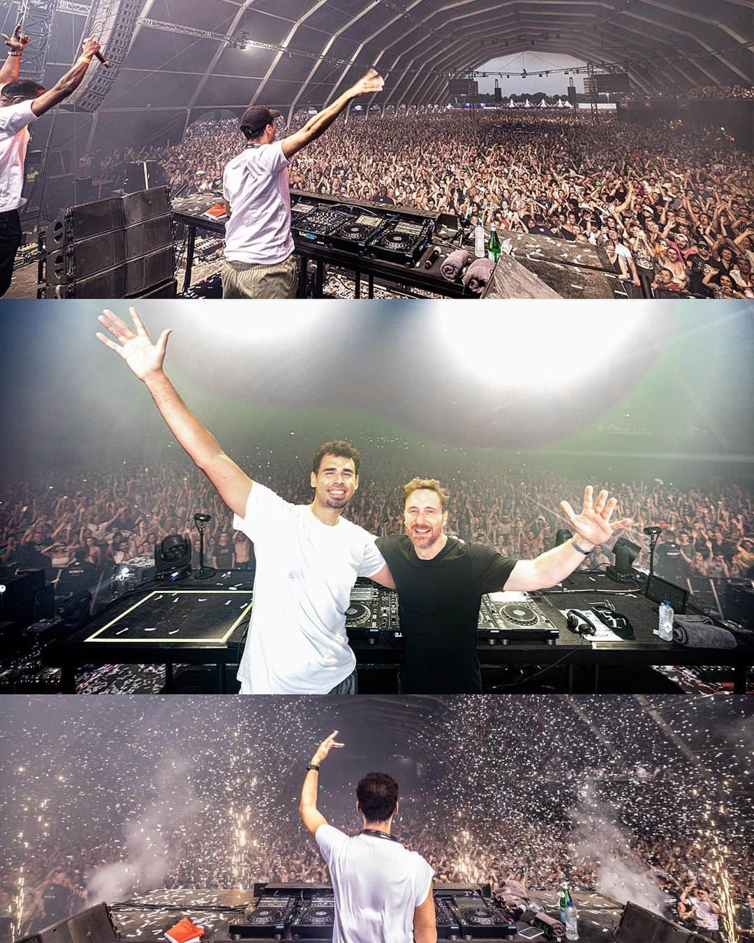 アフロジャックのインスタグラム：「tnx for the rave yesterday @dreamvillagefestival!!! really felt like back to my roots!! also shoutout to my big bro @davidguetta for closing the festival and bringing me out for the final drop!!」