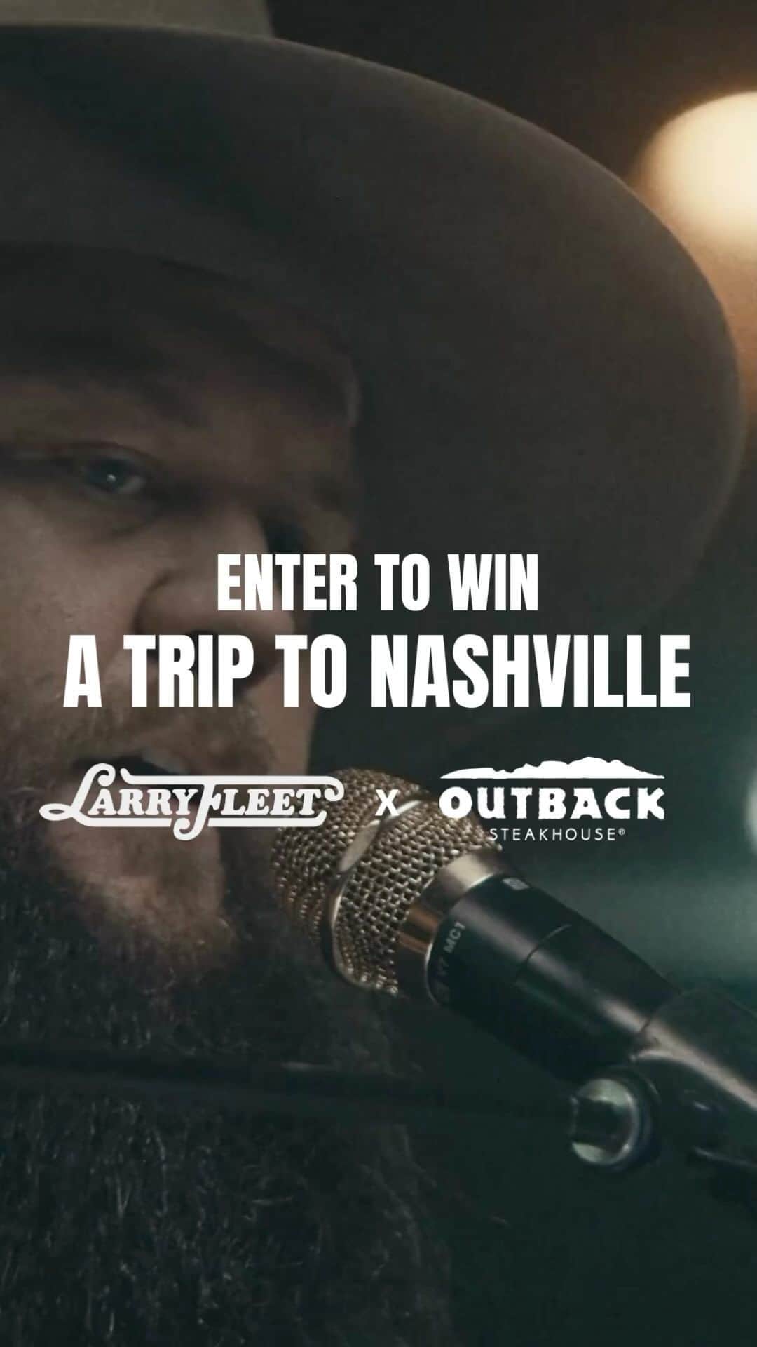Outback Steakhouseのインスタグラム：「🚨 Win a trip for you and your mate to see the sold out @LarryFleet concert at the historic Ryman Auditorium in Nashville on September 22. Enter the sweepstakes exclusively through the Outback app now thru 9/15.​  ✔️Download the Outback app​ ✔️Make sure your notifications are on ​ ✔️Enter to win a trip for two + exclusive concert experience​  View official rules at link in @Outback bio. ​」