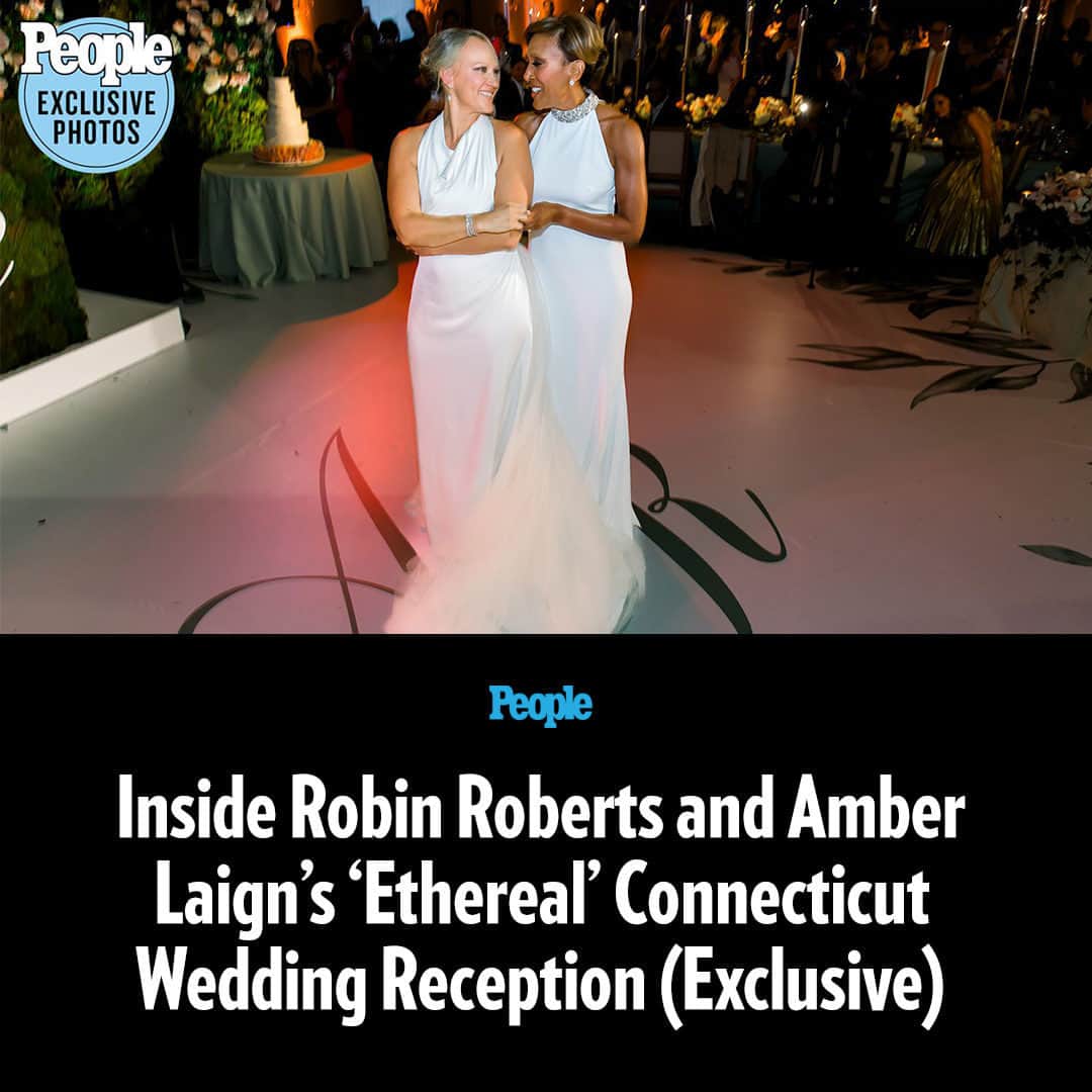 People Magazineさんのインスタグラム写真 - (People MagazineInstagram)「Robin Roberts and Amber Laign tied the knot over the weekend after 18 years together.   Among those in attendance were Roberts' Good Morning America costars George Stephanopoulos, Sam Champion, Lara Spencer, Michael Strahan, David Muir, Gio Benetiz, Dr. Jen Ashton and Tory Johnson. Tennis icon Billie Jean King and journalist Gayle King were also there to celebrate the brides.  The couple's wedding planner JoAnn Gregoli tells PEOPLE exclusively about how they brought "a little bit of Mississippi to" Roberts and Laign's big weekend.  "When I asked Amber what she envisioned the words 'enchanted garden' and 'ethereal' kept coming up," Gregoli tells PEOPLE. "Once she gave me those keywords, then I knew the vision that they were trying to evoke. We used lots of moss, greenery and organic materials throughout the wedding." Tap the link in bio for the full details. 📷: Kellie Walsh / 4 Eyes Photography」9月12日 1時00分 - people