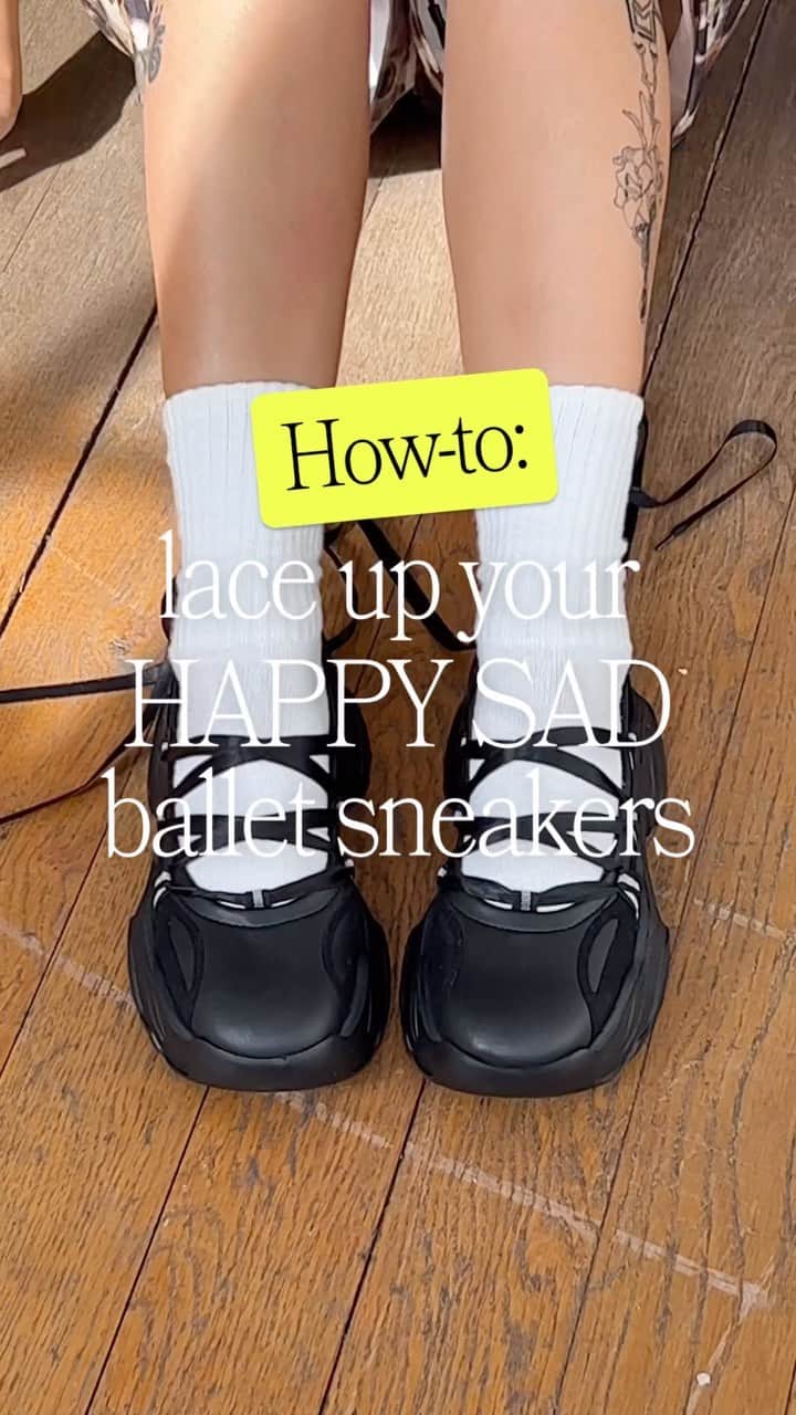 レイジー・オーフのインスタグラム：「Take a look at how to lace up, and change up, your Happy Sad Lace Up Ballet Sneakers 🎀  Tag us and show us what ways you wear yours 👯」
