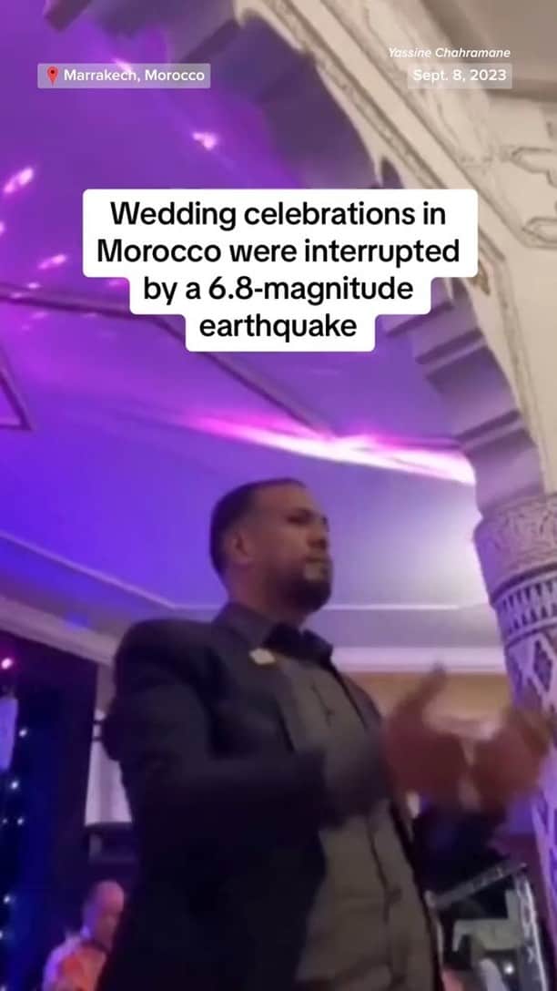 のインスタグラム：「A wedding in Marrakech was interrupted by the 6.8-magnitude earthquake that hit Morocco on Friday evening.」