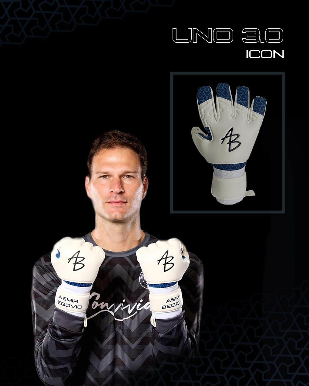 アスミル・ベゴヴィッチのインスタグラム：「🚨Introducing our all new Uno 3.0 Pro Icon! Now available direct Ab1gk.com   #new #goalkeepergloves #goalkeepers #goalkeeperlife #ab1」