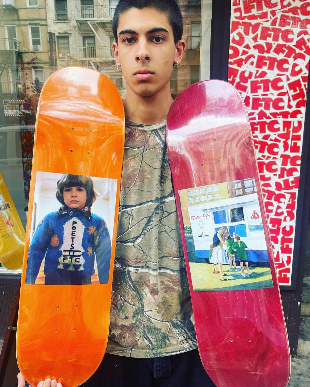 エフティーシーのインスタグラム：「FTC NYC X @poetsbrand & FTC NYC X @leester415 Decks Available In-Store Now • 216 Avenue A, NY 🏙️ #ftc #ftcskateboarding #forthecity #ftcsanfrancisco #ftcjp #ftctokyo #ftcnagoya #ftcosaka #ftcnewyork」