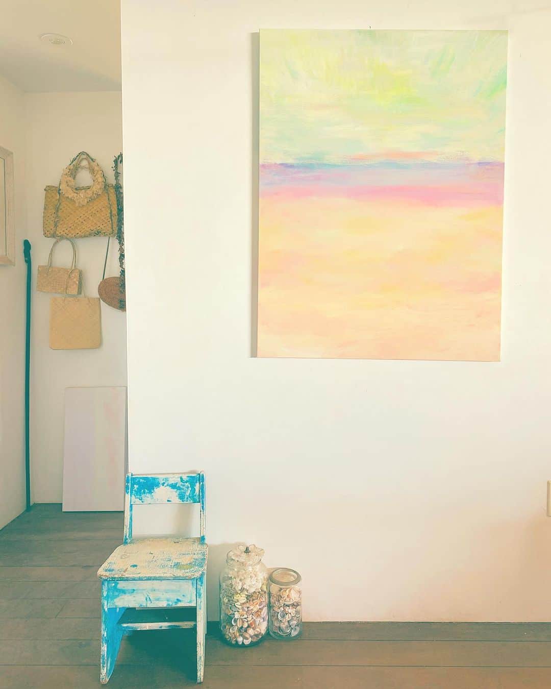 山崎美弥子のインスタグラム：「Painting of Ocean and Sky 海と空の絵。」
