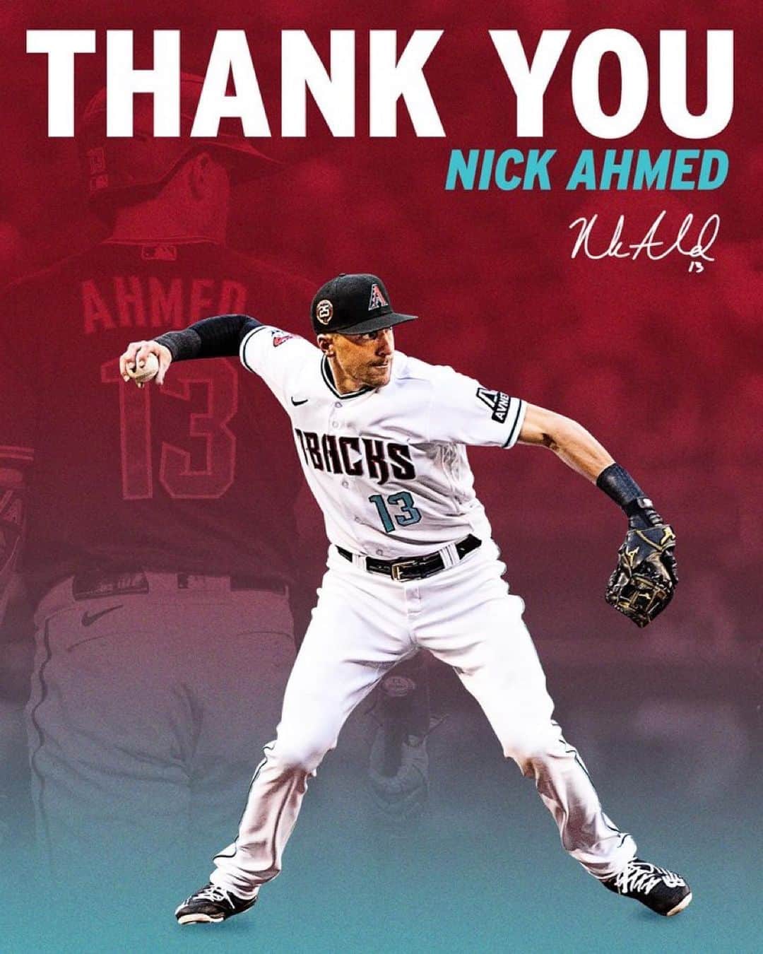 アリゾナ・ダイヤモンドバックスのインスタグラム：「For your Gold Glove defense. For your leadership on and off the field. For your commitment to the Arizona community.  Thank you for everything, Nick. ❤️」