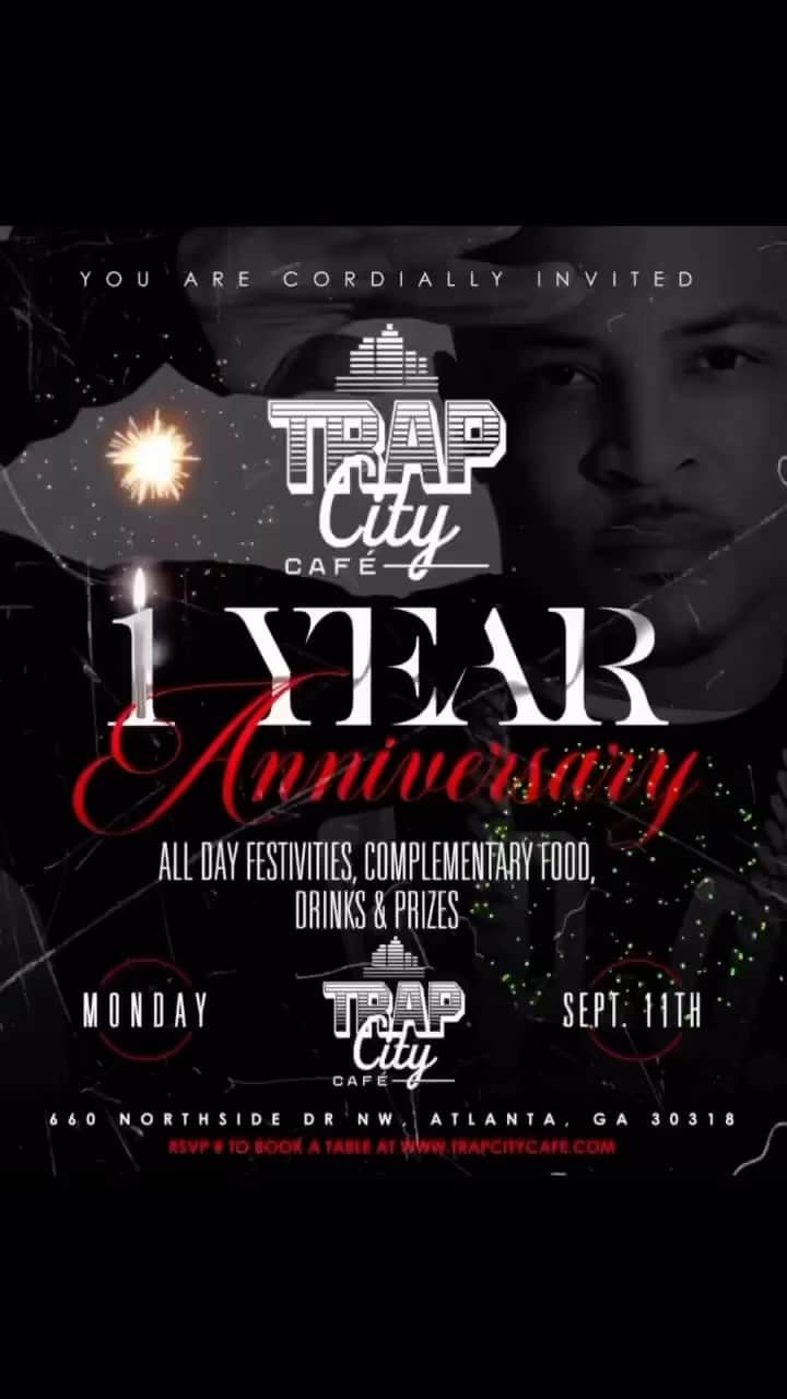 T.I.のインスタグラム：「Tonight our 1 YEAR Anniversary & Salute 20yrs Of TRAP MUSIC BATTLE OF THE SEXES MORE FUN & PRIZES start @TrapCityCafe open 1pm PM til 2am  PM DINNER DRINKS HOOKAH & GAME NIGHT! FREE FOOD DRINKS & PRIZES BRing Your Friends join the battle of the Sexes Trivia & Truth or Lies Hip Hop Culture Trap Music @trapcitycafe Tell A Friend / Bring A Friend #BattleOfTheSexes come participate or be entertained #TrapCityCafe #VibeEmporium #TrapCityHunnies #TrapCityGirls #20YearsOfTrapMusic #GameNight  @djmlk & @djcookbookk Table reservations  call 📞 or text 404-901-5272 or www.TrapCityCafe.com」