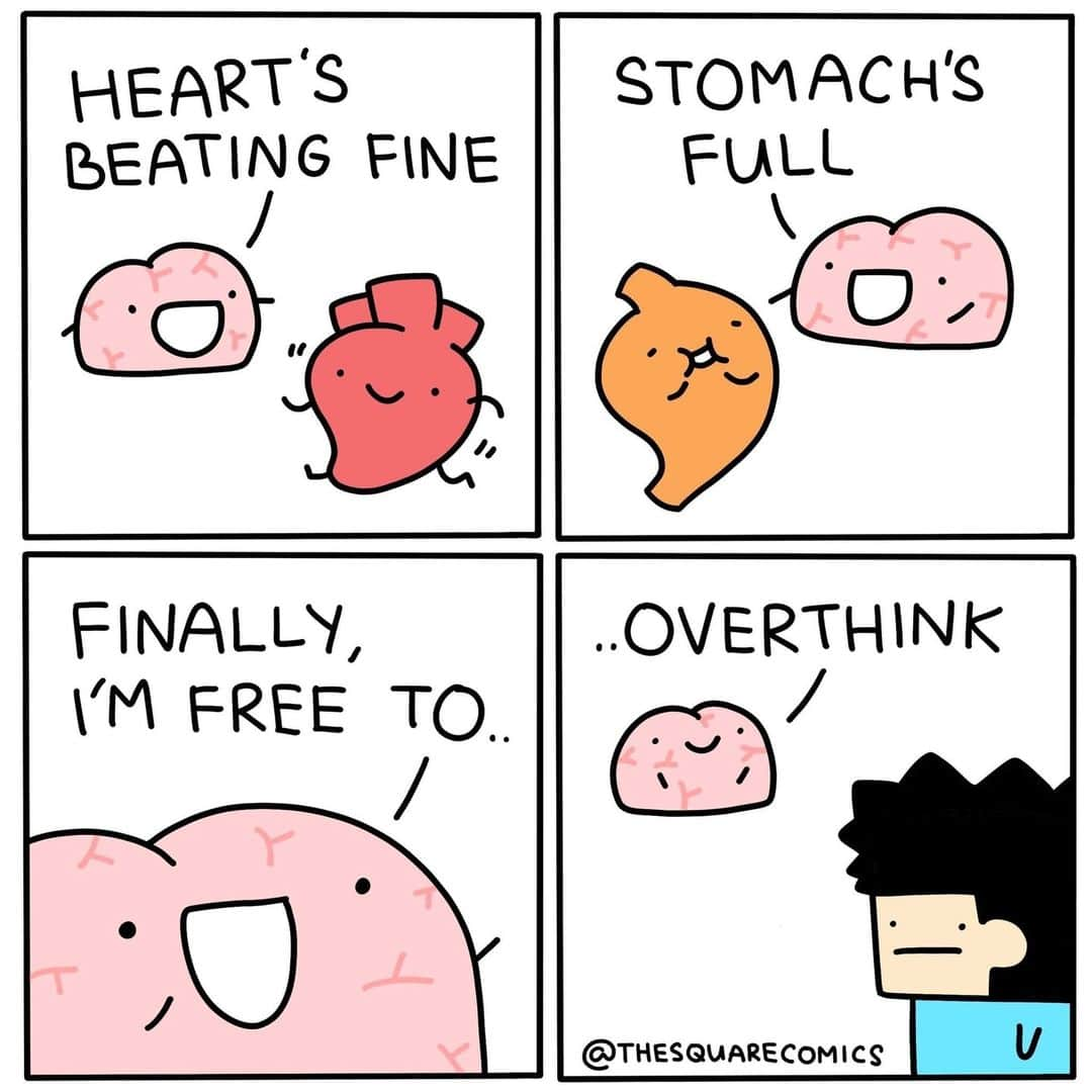 9GAGさんのインスタグラム写真 - (9GAGInstagram)「give me back my food coma🥲 ✍🏻 @thesquarecomics  - #comic #heart #stomach #brain #overthink #relatable #9gag」9月12日 7時00分 - 9gag