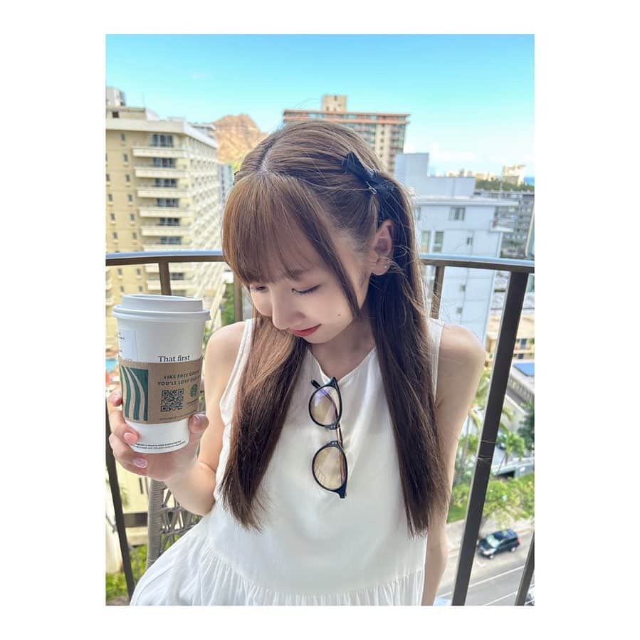 小西杏優のインスタグラム：「ベランダで飲むスタバ最高だった🥤 おはよう☀️」