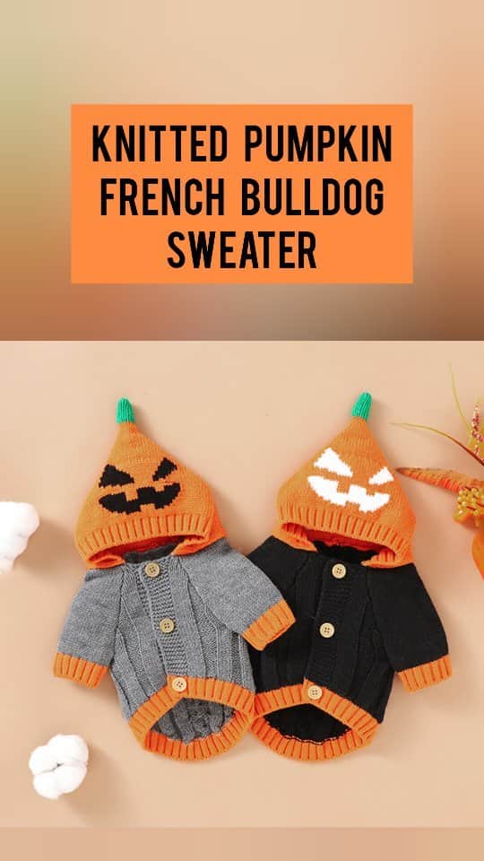 French Bulldogのインスタグラム：「Cozy up your French Bulldog in style this fall with our Knitted Pumpkin Sweater. 🍂🐶 Shop now and let the pumpkin season begin! 🎃  . . . . .  #frenchie #frenchieoftheday #französischebulldogge #franskbulldog #frenchbulldog #frenchies1 #frenchiepuppy #dog #dogsofinstagram #bulldog #bulldogfrances #フレンチブルドッグ #フレンチブルドッグ #フレブル #frenchbulldogsofinstagram #batpig #buhi #buhigram #buhistagram #funnydogvideos #reelsinstagram」