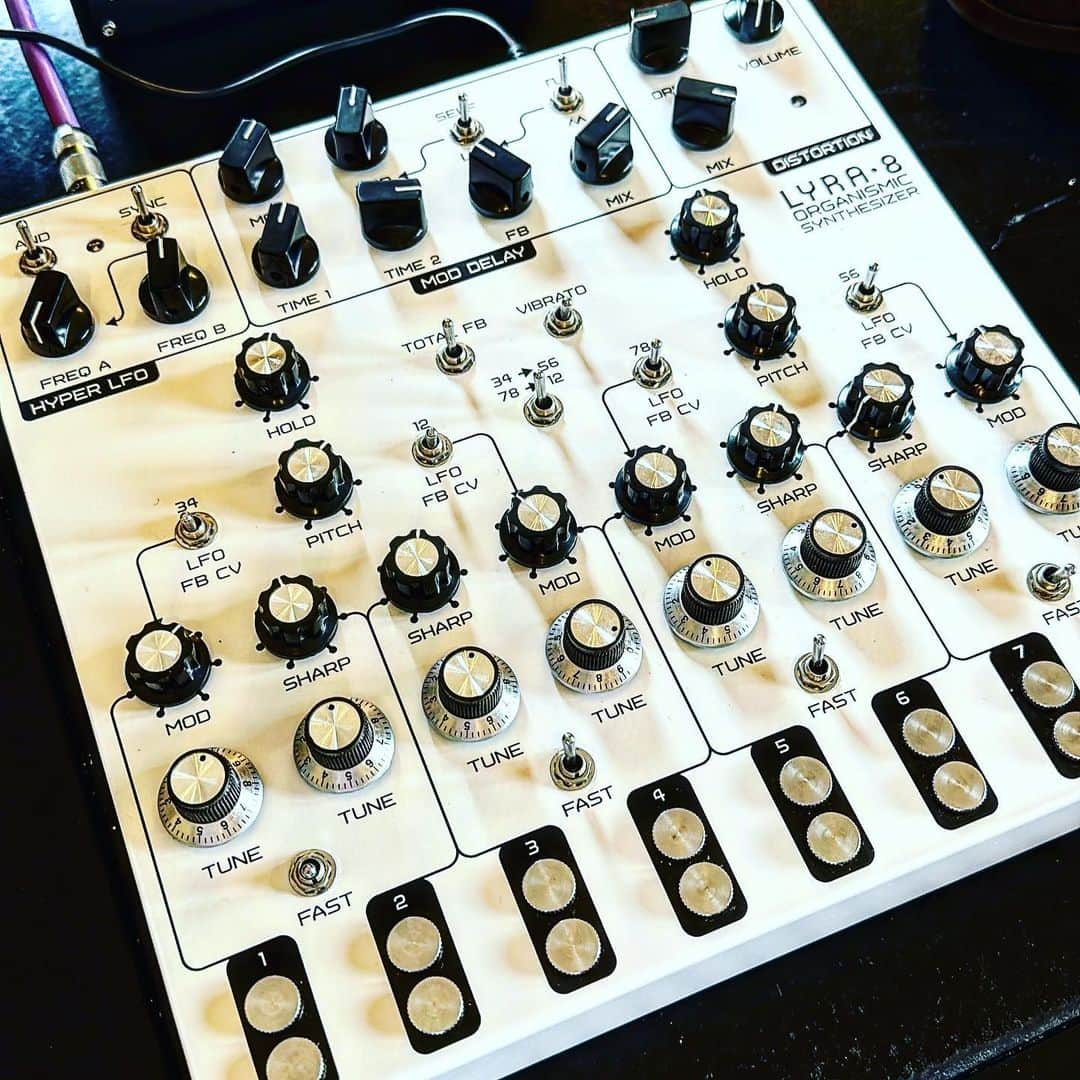 渋谷慶一郎のインスタグラム：「New gear ⚙️ LYRA8 Organismic Synthesizer from Russia @somasynths  ロシア製の鍵盤のないシンセ。すごく良い音⭕️」